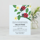 Two Little Love Bugs Ladybug Baby Shower 招待状 (スタンド正面)