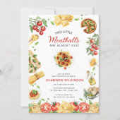 Two Little Meatballs Pasta Baby Shower QRコード 招待状 (正面)