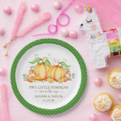 Two Little Pumpkins Twin Baby Shower ペーパープレート (パーティー)