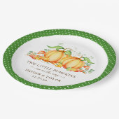 Two Little Pumpkins Twin Baby Shower ペーパープレート (アングル)