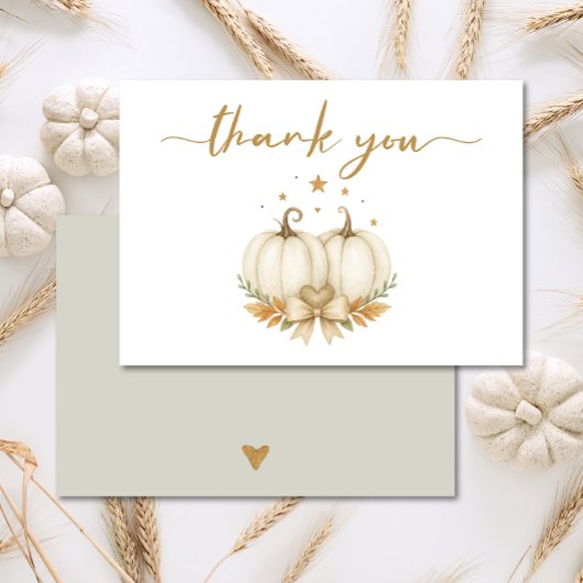 Two Little Pumpkins Twin Baby Shower Thank You サンキューカード