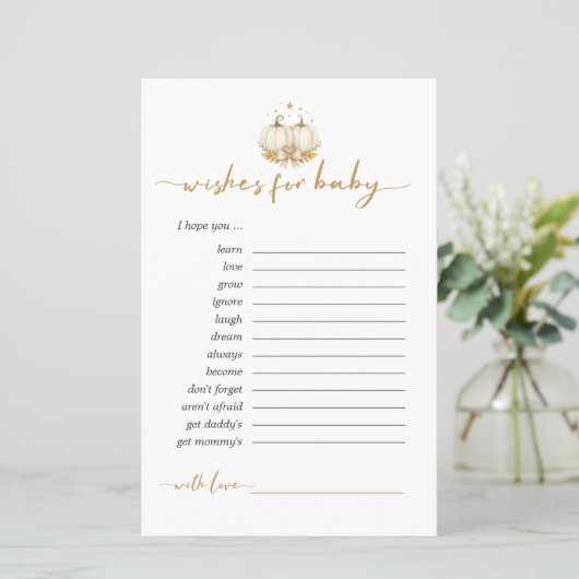 Two Little Pumpkins Wishes For Babies Advice Card (スタンド正面)