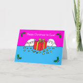 Two Little Sheep Gift Christmas Card カード (正面)