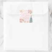 Two Little Snowflakes Winter Twins Baby Shower  スクエアシール (バッグ)