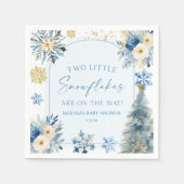 Two Little Snowflakes Winter Twins Baby Shower スタンダードカクテルナプキン (正面)
