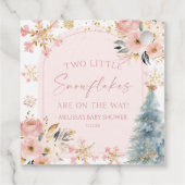 Two Little Snowflakes Winter Twins Baby Shower  フェイバータグ (裏面)
