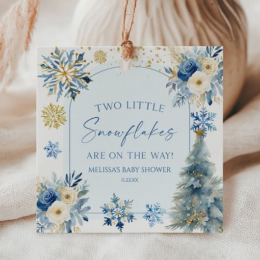Two Little Snowflakes Winter Twins Baby Shower  フェイバータグ