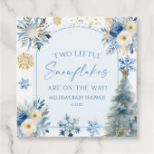 Two Little Snowflakes Winter Twins Baby Shower  フェイバータグ (正面)