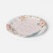 Two Little Snowflakes Winter Twins Baby Shower  ペーパープレート (アングル)