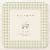 Two Little Sprouts are on the Way Baby Shower スクエアペーパーコースター (正面)