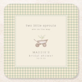 Two Little Sprouts are on the Way Baby Shower  スクエアペーパーコースター