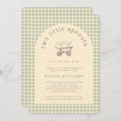 Two Little Sprouts are on the Way Baby Shower  招待状 (正面/裏面)