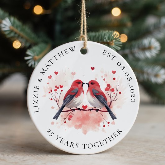 Two Love Birds Wedding Anniversary Photo セラミックオーナメント