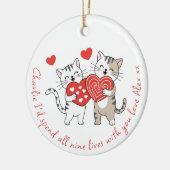 Two Love Cats Anniversary Valentine Couple セラミックオーナメント (左)