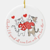 Two Love Cats Anniversary Valentine Couple セラミックオーナメント (裏面)