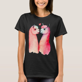 Two Loving Llamas In Love Heart Valentine's Day Al Tシャツ