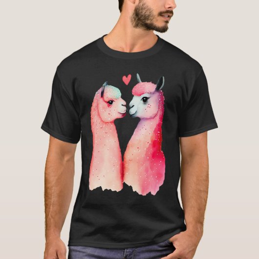 Two Loving Llamas In Love Heart Valentine's Day Al Tシャツ (正面)