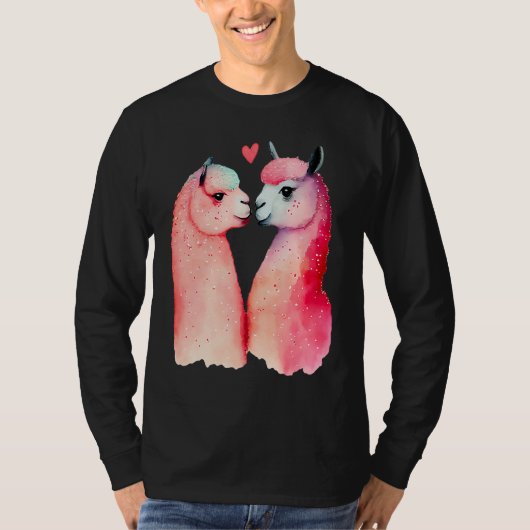 Two Loving Llamas In Love Heart Valentine's Day Al Tシャツ (正面)