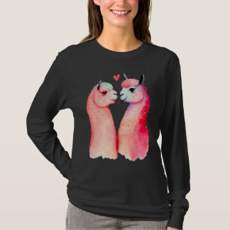 Two Loving Llamas In Love Heart Valentine's Day Al Tシャツ