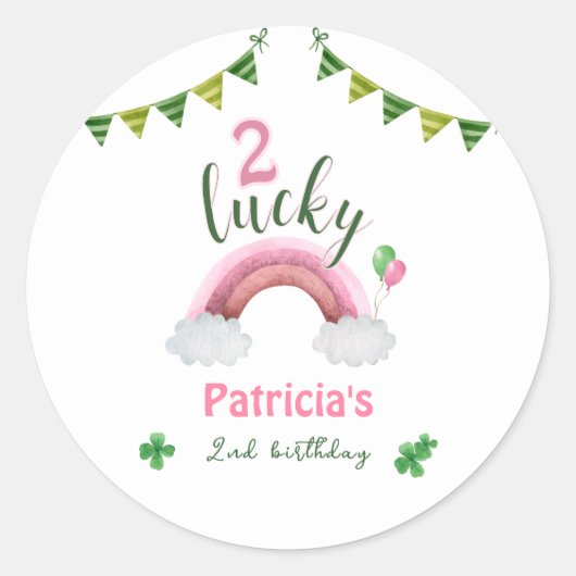 Two Lucky 2nd Birthday ラウンドシール (正面)