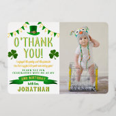 Two Lucky 2nd Birthday Photo Thank 実在 You 箔招待状 (正面)