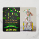 Two Lucky 2nd Birthday Photo Thank 実在 You  箔招待状 (正面)