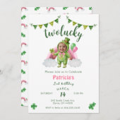 Two Lucky 2nd With Photo Birthday 招待状 (正面/裏面)