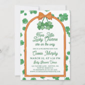 Two Lucky Charms Clovers Neutral Twin Baby Shower 招待状 (正面)