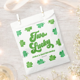 Two Lucky Green Shamrock Clover 2nd Birthday Party フェイバーバッグ