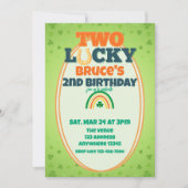 Two Lucky Orange Shamrock Rainbow 2nd Birthday 招待状 (正面)