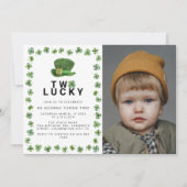 Two Lucky Shamrock Photo Birthdayパーティー 招待状 (正面)