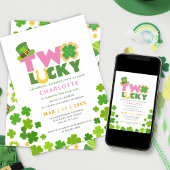 Two Lucky Shamrocks 2nd Birthday St. Patrick's Day 招待状