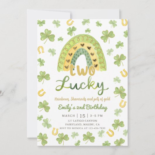 Two Lucky St Patrick's 2nd Birthday Invitation 招待状 (正面)