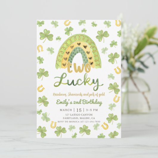 Two Lucky St Patrick's 2nd Birthday Invitation 招待状 (スタンド正面)
