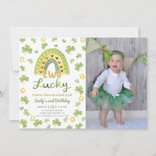 Two Lucky St Patrick's 2nd Birthday Invitation 招待状 (正面)