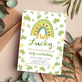 Two Lucky St Patrick's 2nd Birthday Invitation 招待状