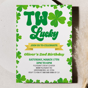 TWO Lucky St. Patrick's Day 2nd Birthdayパーティー 招待状