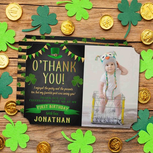 Two Lucky St. Patrick's Day 2nd Birthday Photo サンキューカード