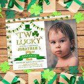 Two Lucky St. Patrick's Day 2nd Birthday Photo 招待状