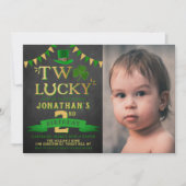 Two Lucky St. Patrick's Day 2nd Birthday Photo 招待状 (正面)
