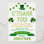 Two Lucky St. Patrick's Day 2nd Birthday Thank You 箔招待状 (正面)