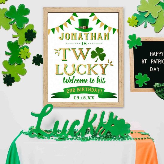 Two Lucky St. Patrick's Day 2nd Birthday Welcome ポスター