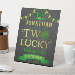 Two Lucky St. Patrick's Day 2nd Birthday Welcome 台座サイン