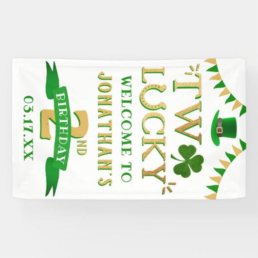 Two Lucky St. Patrick's Day 2nd Birthday Welcome 横断幕 (横)