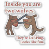 Two Medieval Wolves Vinyl Sticker シール (正面)