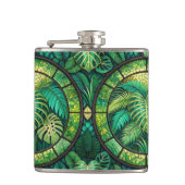 Two metal flasks with vibrant green tropical  フラスク (正面)