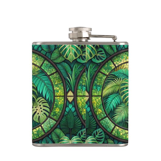 Two metal flasks with vibrant green tropical  フラスク (裏面)