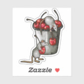 Two MICE Stealing Cherries, Bucket of Cherries Art シール (シート)