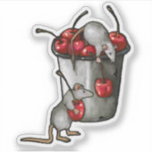 Two MICE Stealing Cherries, Bucket of Cherries Art シール (正面)