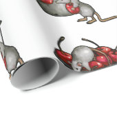 Two MICE Stealing Cherries, Bucket of Cherries Art ラッピングペーパー (ロールコーナー)
